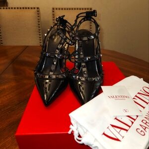 Valentino Black Patent Leather Rockstud Pumps